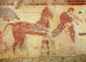 Two Horses and a Musician, from the Tomb of the Giustiniani, mid 5th century BC